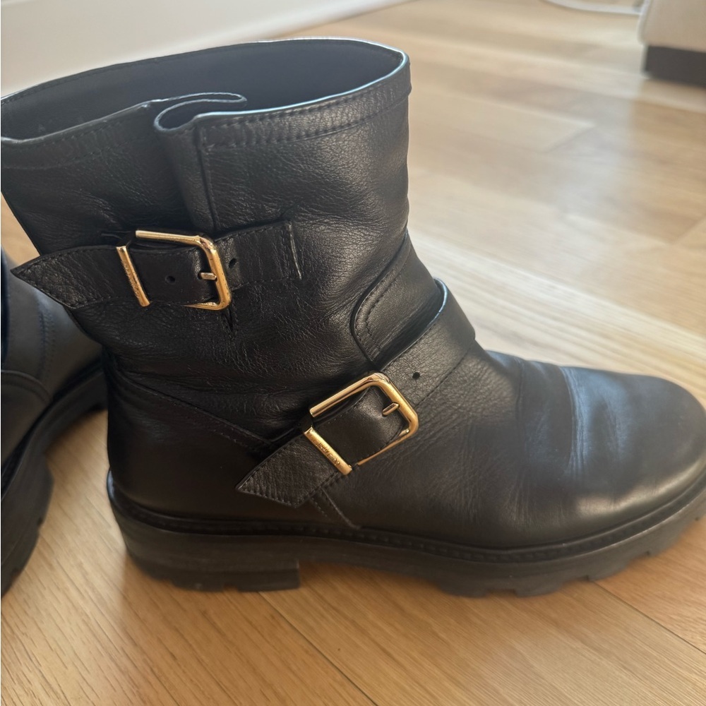 Jimmy Choo Women’s Black Leather Moto Boots - Picture 11 of 16